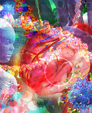 Scale&nbsp; viewer part of the complex molecular machinery human cell&nbsp; interest to the biotechnologygenome, DNA, mRNA, proteins, enzymes, receptors, 