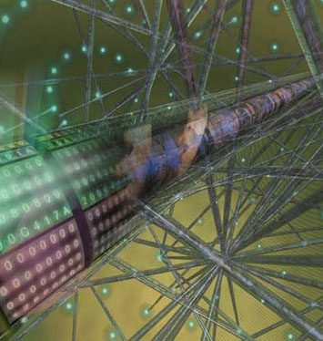 3D computer model for an article on the a new netware upgrade to Internet Protocol called 6BONE. Linda Nye Visualizing Nature