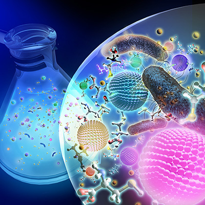 Emory University Health Sciences Research Building murals This montage mural focuse on cutting edge research invo proteins, enzymes, receptors, 